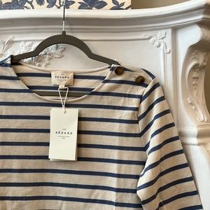 Sezane Colette Mariniere ecru/vintage blue size Small